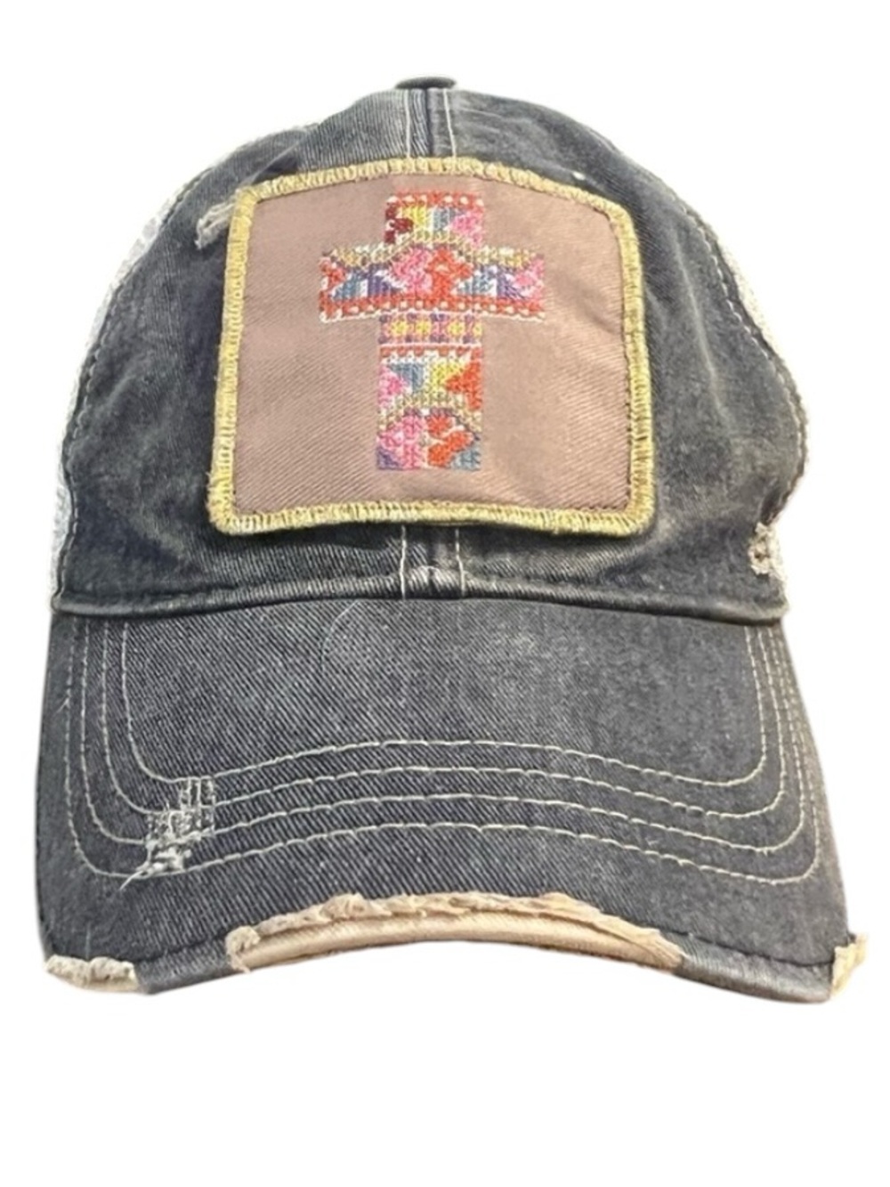 Judith March Distressed Denim Trucker Hat
Colorful Cross Patch